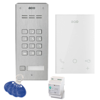 ZESTAW DOMOFONOWY ACO FAM-P-1NPZSACC NT + UNIFON UP800 + ZASILACZ NA SZYNĘ DIN 15V
